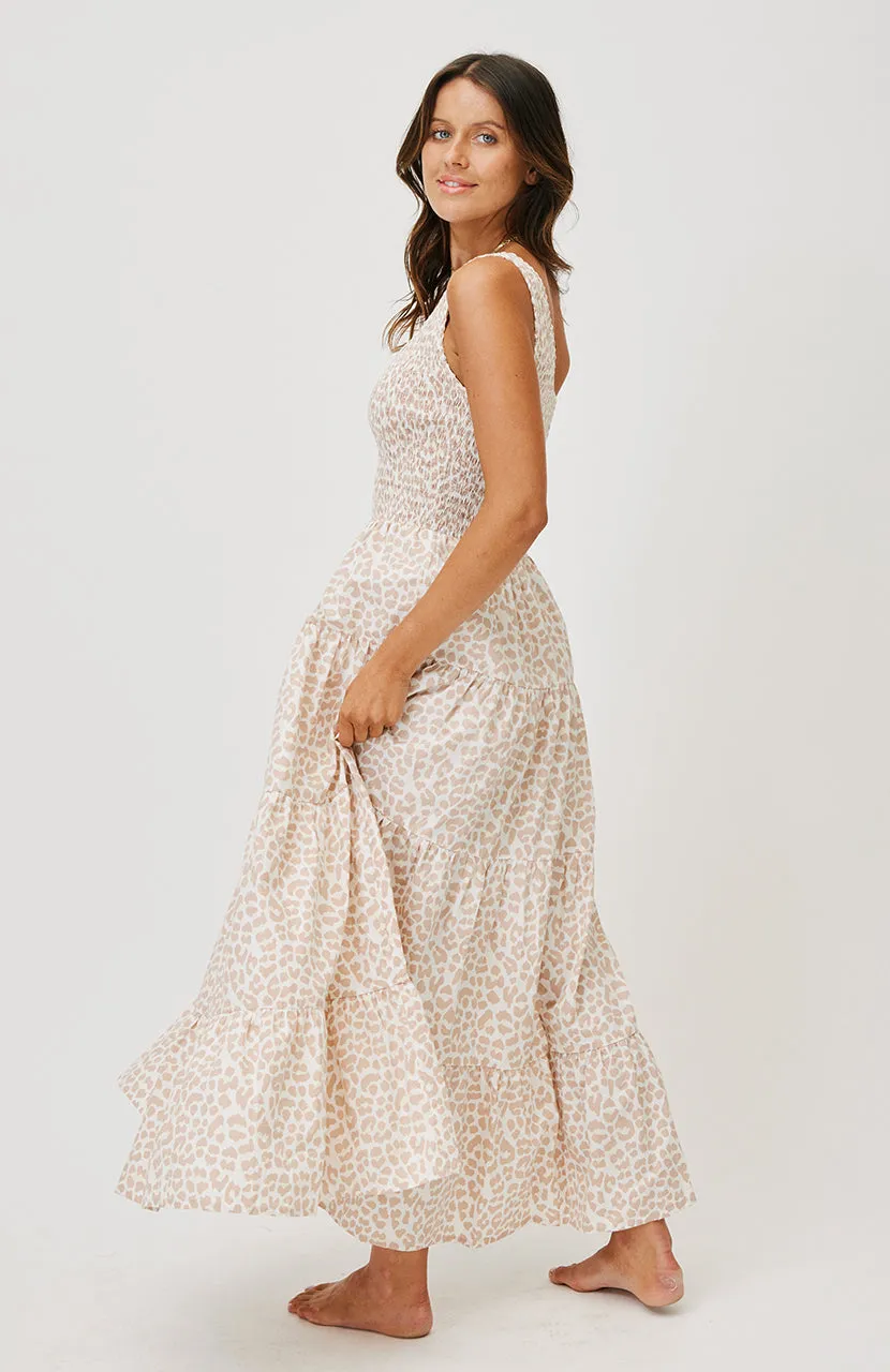 Fleur Maxi Dress - Nude Leopard