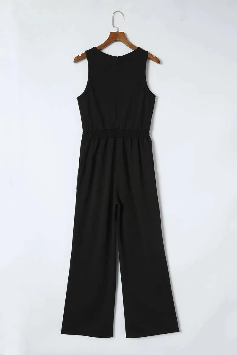 Get Stylish with Sleeveless Wide Leg High Waist Jumpsuit - Shop Now!