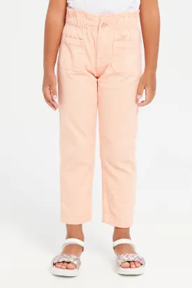 Girls Pink Straight Fit Trousers