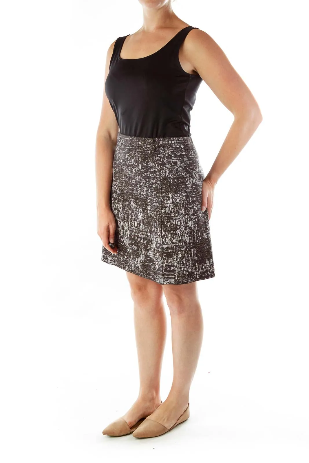 Gray Metallic Detail Studded Skirt