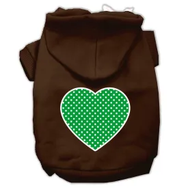 Green Swiss Dot Heart Screen Print Pet Hoodies Brown Size XS (8)