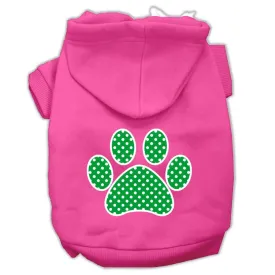 Green Swiss Dot Paw Screen Print Pet Hoodies Bright Pink Size XS (8)