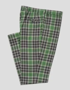 GREEN/BLACK TARTAN WOOL TROUSERS - CLASSIC FIT