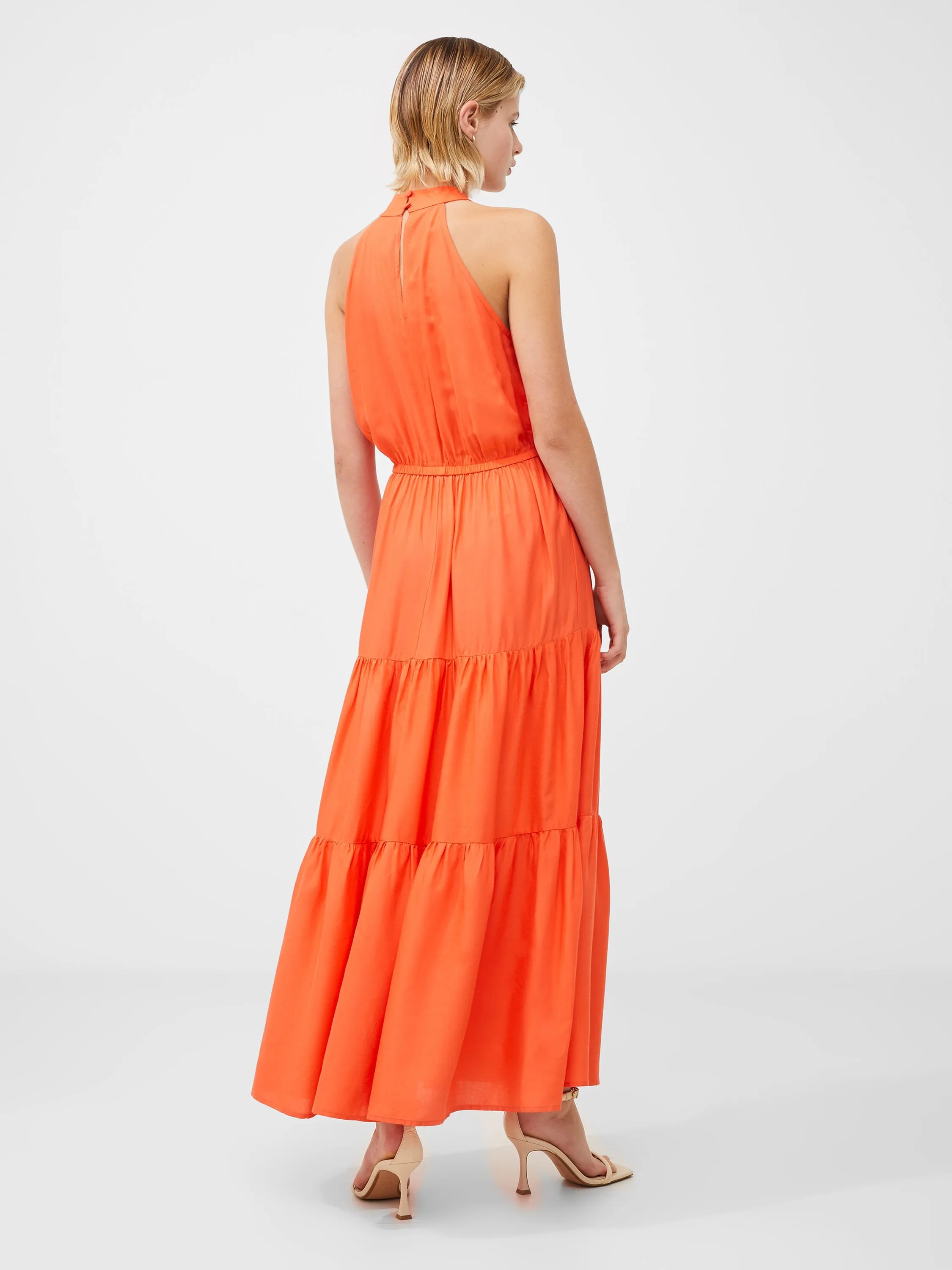 Halter Viscose Tiered Maxi Dress