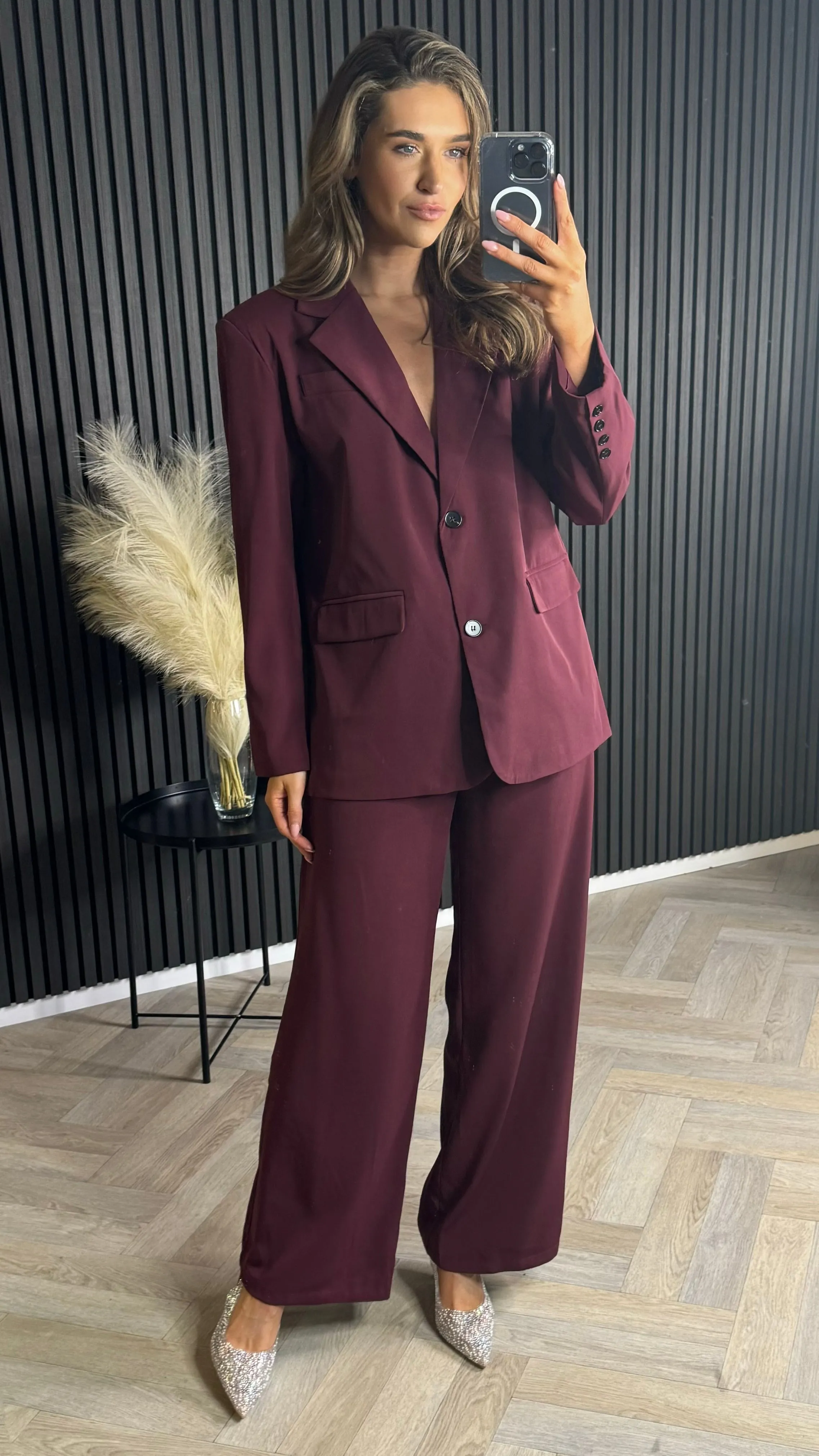 Keely Burgundy High Waisted Trousers