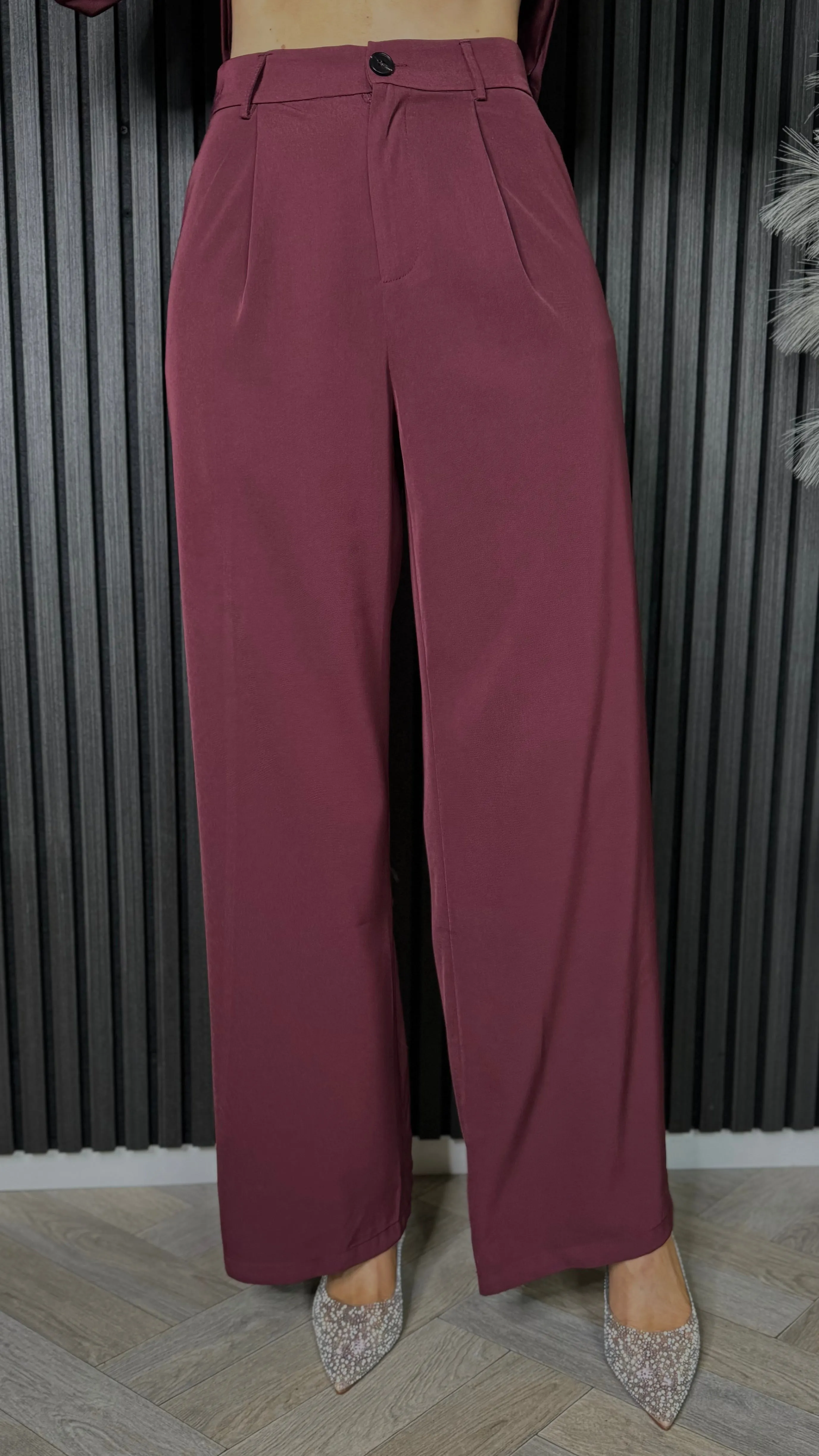 Keely Burgundy High Waisted Trousers