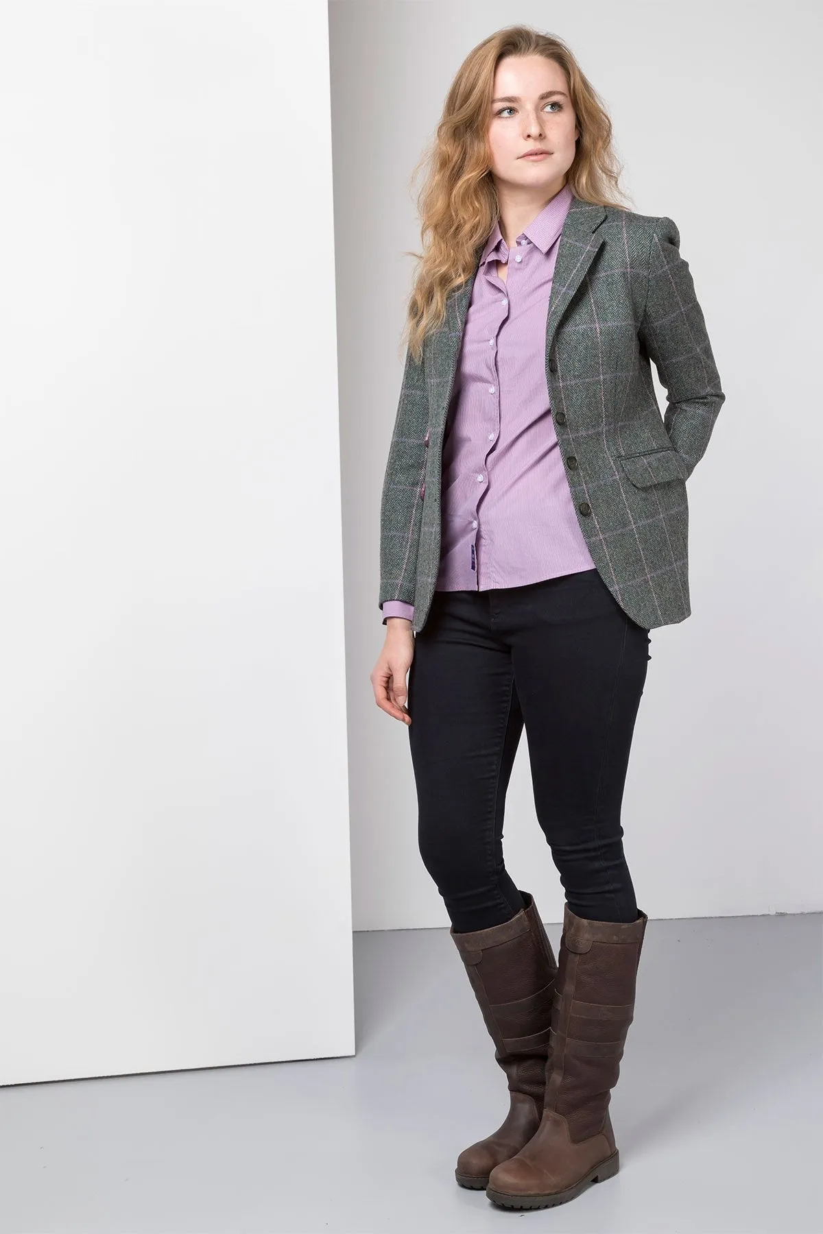 Ladies Long Tweed Blazer - Lucy