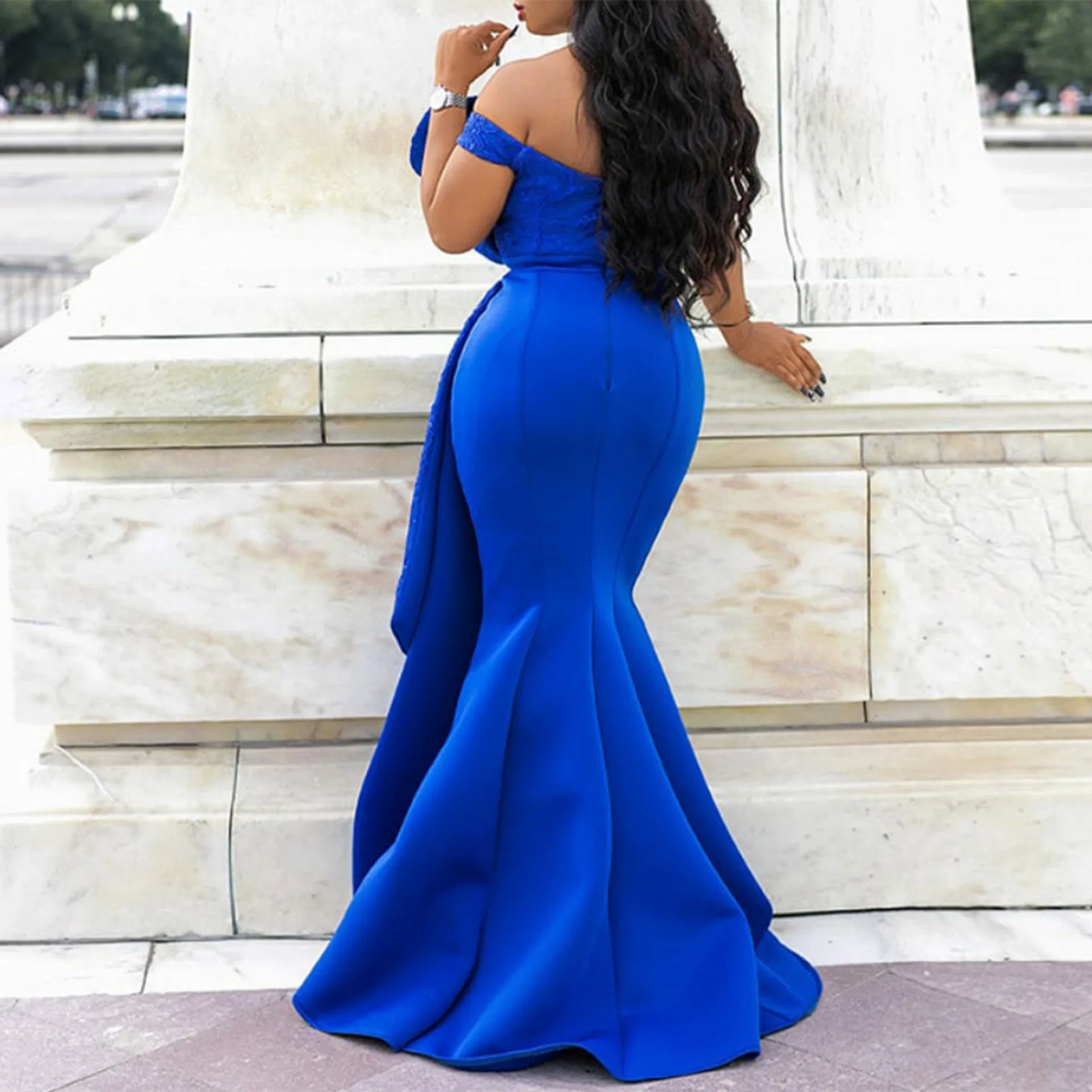 Laura Blue Beaded Evening Dress