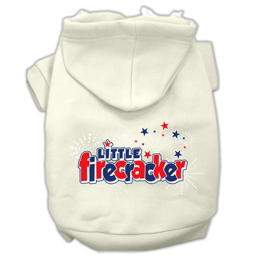 Little Firecracker Screen Print Pet Hoodies Cream Size XL (16)