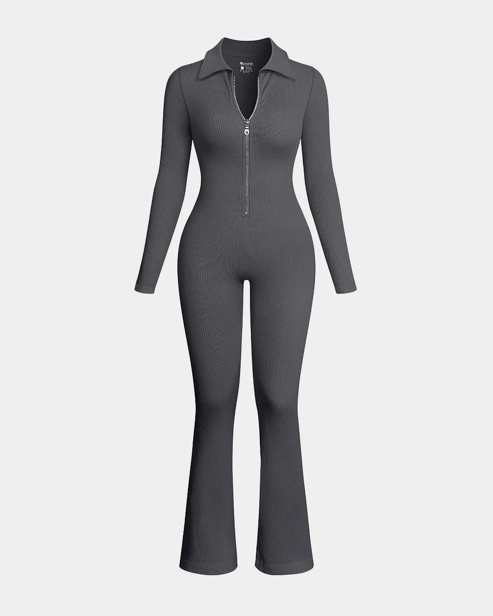 Long Sleeve Zipper Wide Leg Jumpsuits