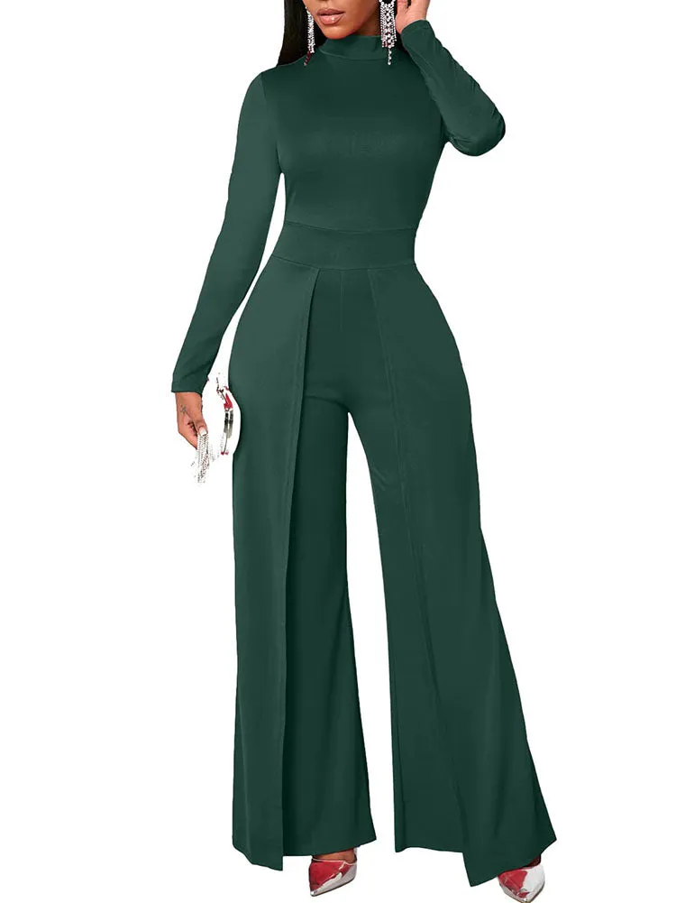 Long Sleeves Wide Leg Pants Jumpsuits