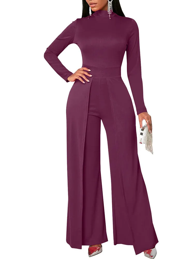 Long Sleeves Wide Leg Pants Jumpsuits