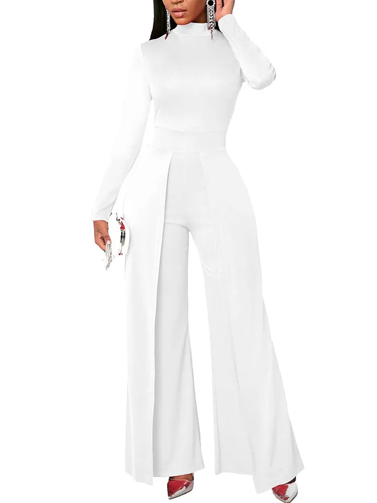 Long Sleeves Wide Leg Pants Jumpsuits