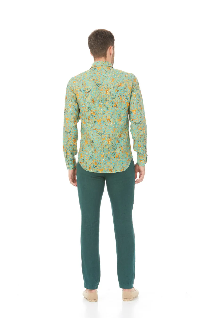 lorenzo linen shirt turquoise