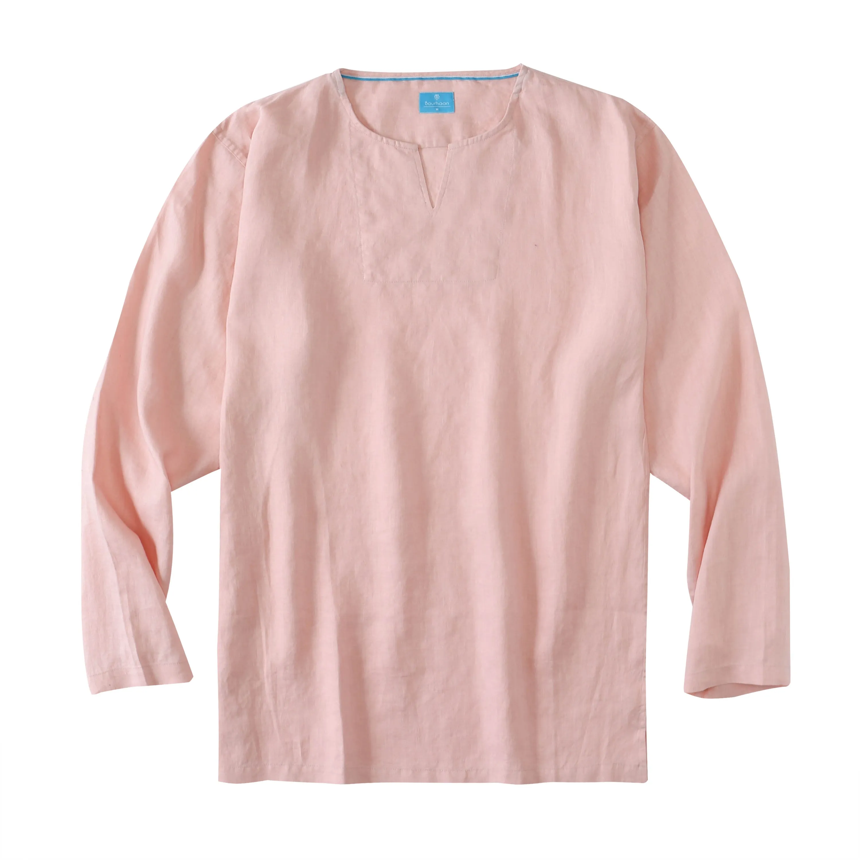 Men's 100% Linen V-Neck Pullover Shirt