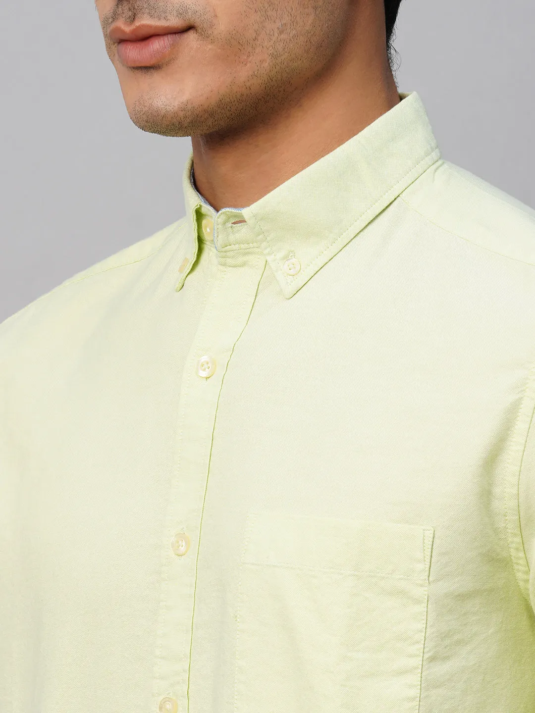 Men's Green Cotton Regular Fit Shirt