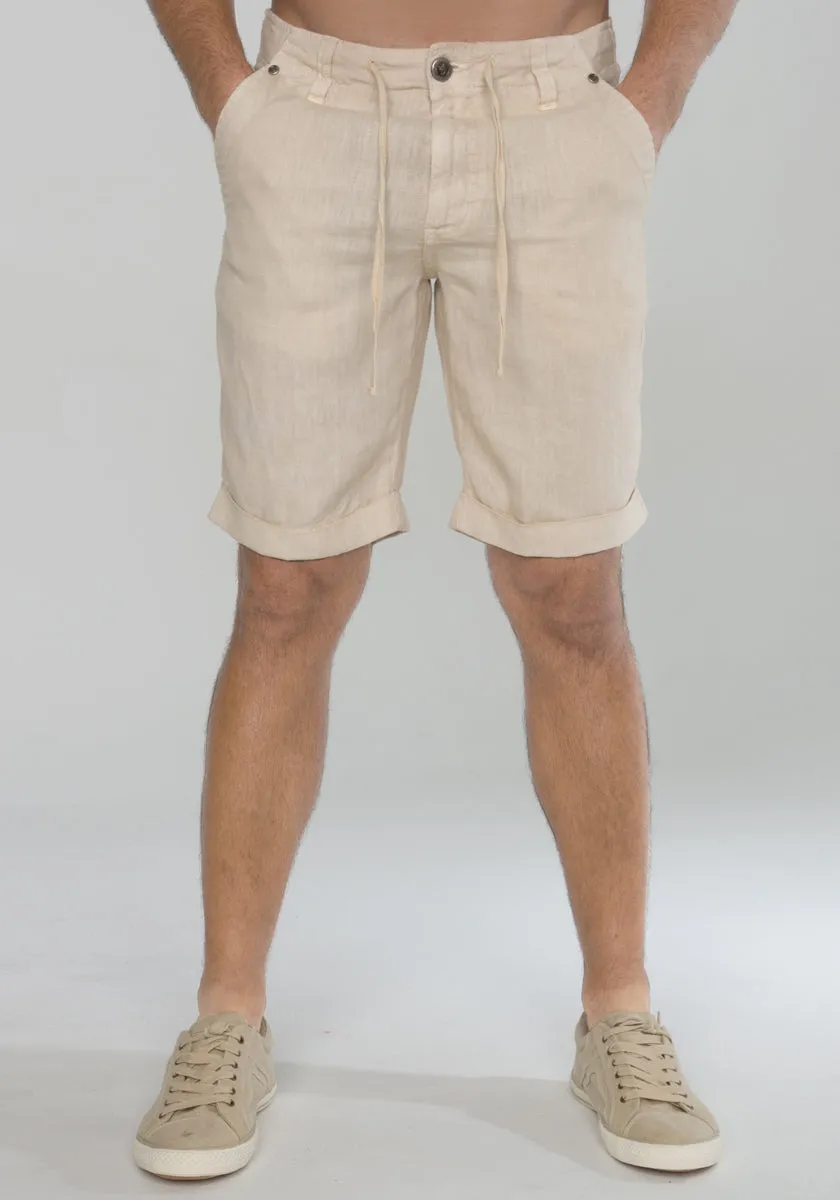 Men's Linen Shorts | 100% Natural Italian Style with Drawstring, Item #1211