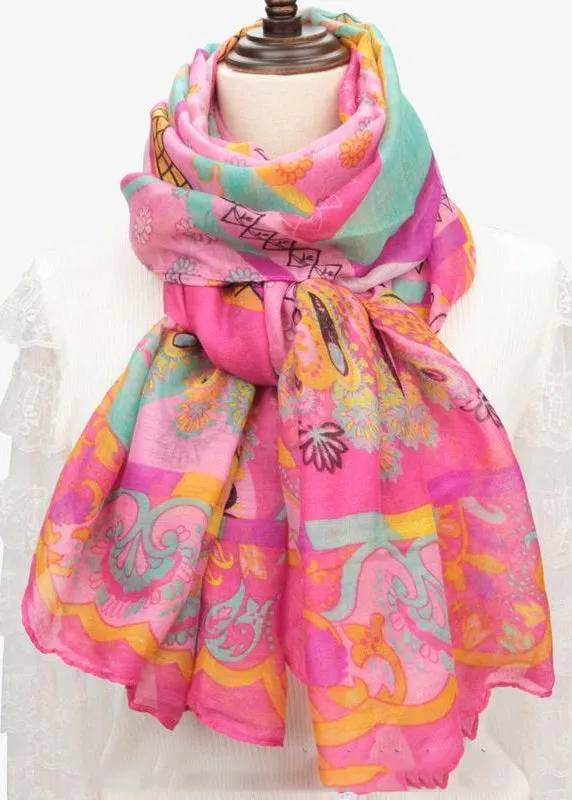 New Bohemian Orange Print Cotton Scarf ML2248