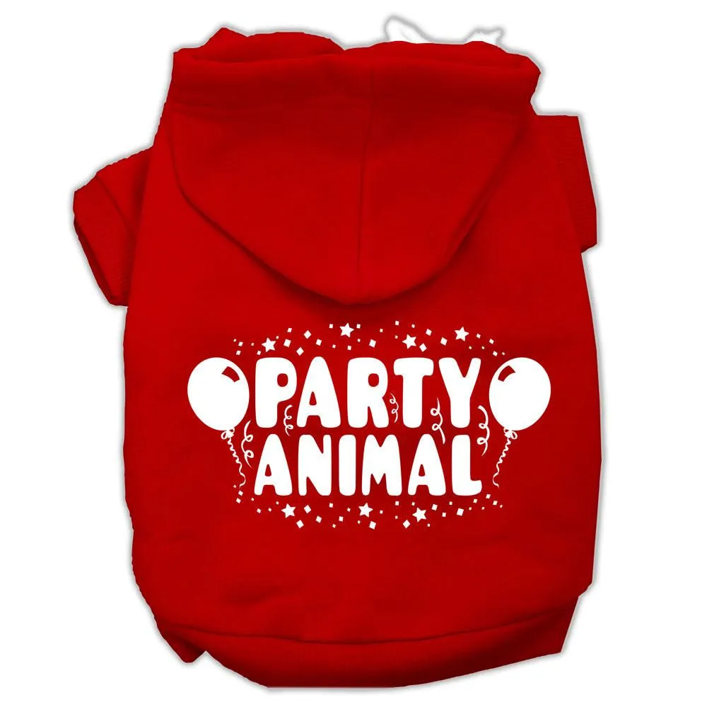 Party Animal Screen Print Pet Hoodies Red Size XS (8)