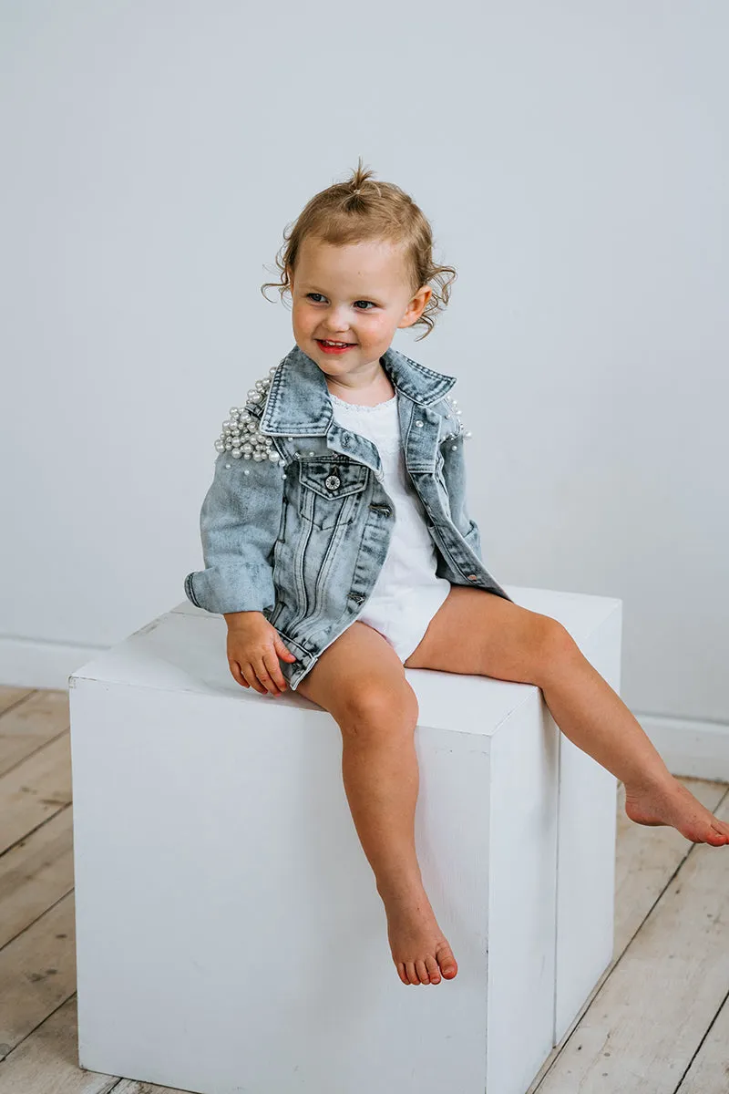 Personalised Kids Denim Jacket - Pearl