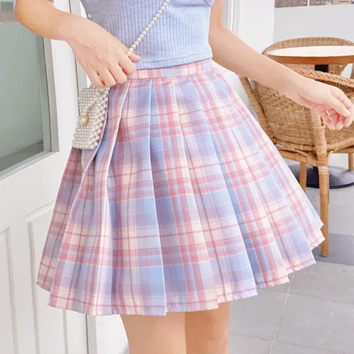 [Plus size] Pastel Ice cream A-line pleated skirt