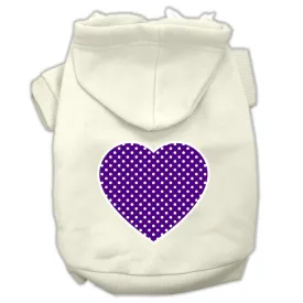 Purple Swiss Dot Heart Screen Print Pet Hoodies Cream Size S (10)