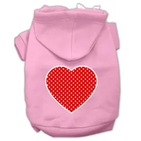 Red Swiss Dot Heart Screen Print Pet Hoodies Light Pink Size Sm (10)