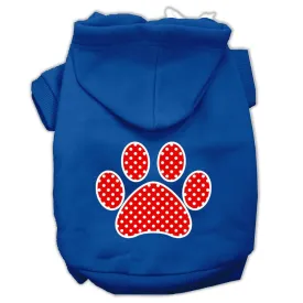 Red Swiss Dot Paw Screen Print Pet Hoodies Blue Size Med (12)