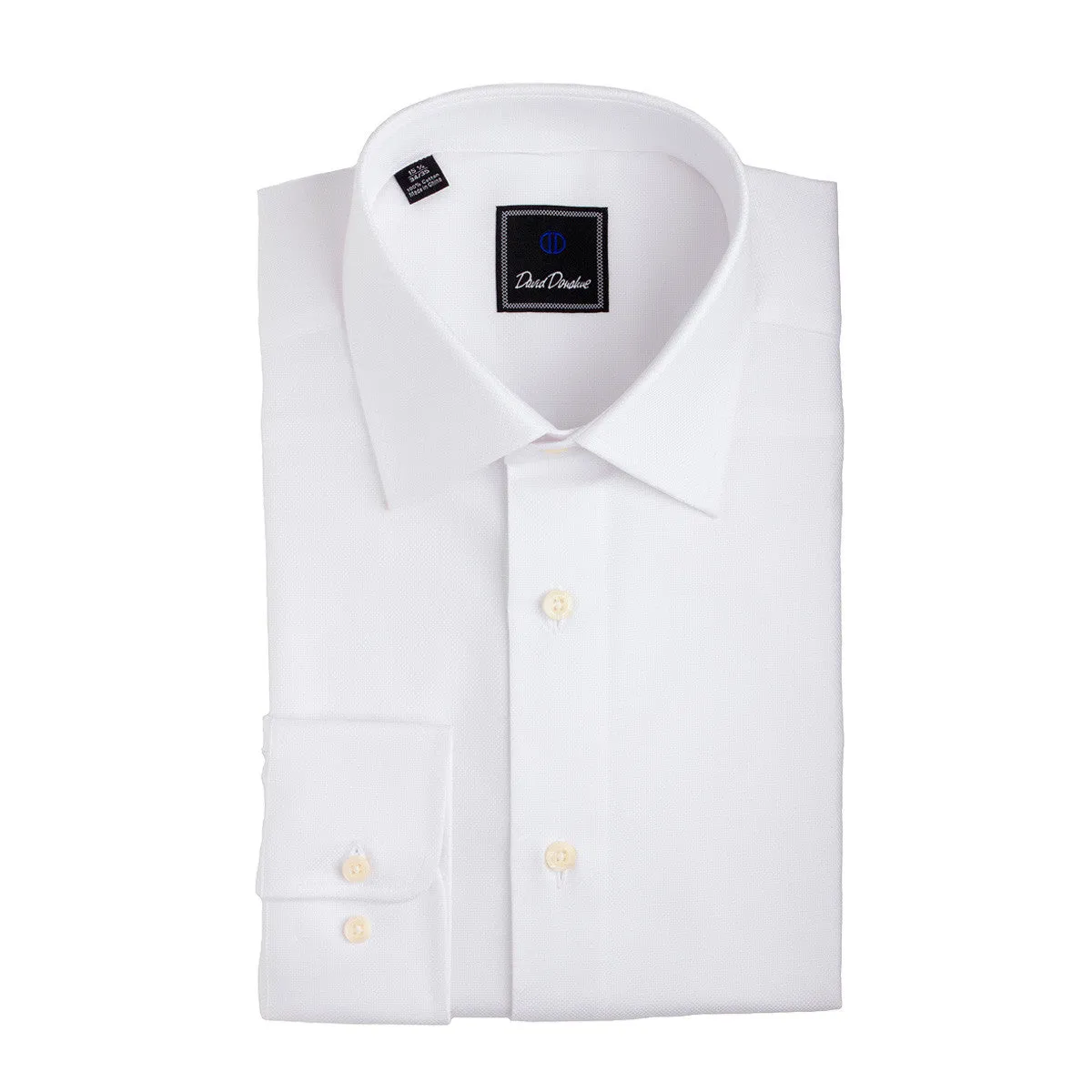 Royal Oxford Barrel Cuff Regular Fit Dress Shirt in White by David Donahue