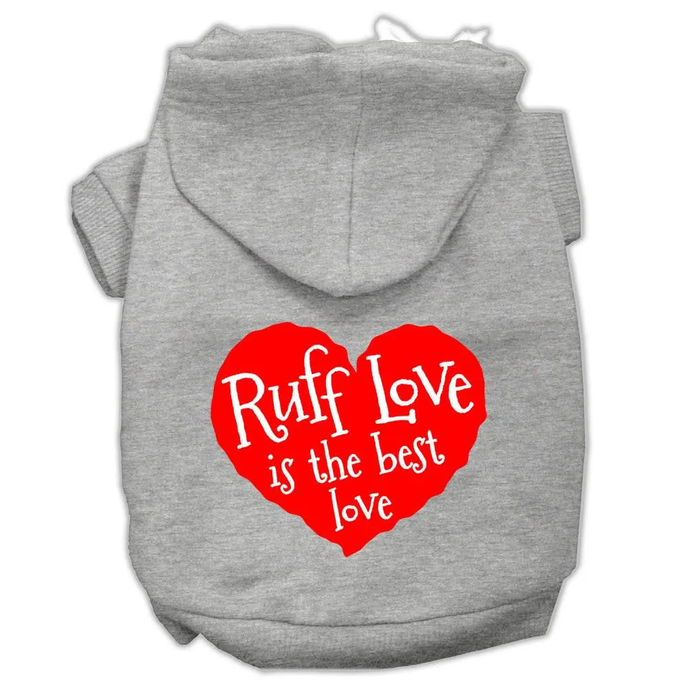 Ruff Love Screen Print Pet Hoodies Grey Size Xs (8)