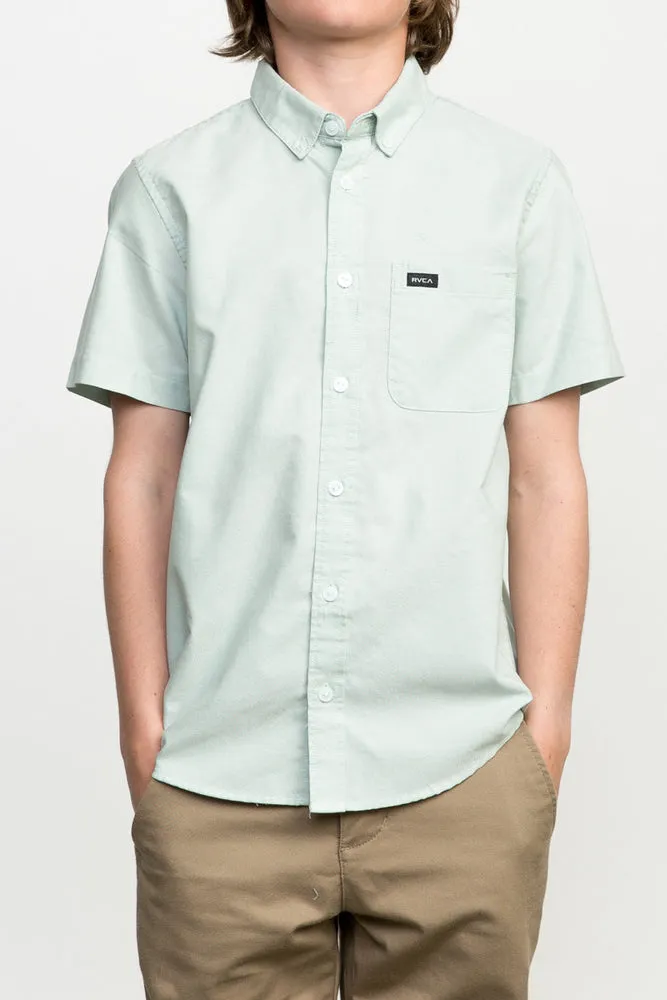 RVCA That'll Do Oxford Short Sleeve Boys Shirt - White