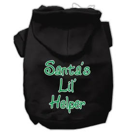 Santa's Lil' Helper Screen Print Pet Hoodies Black Size Lg (14)