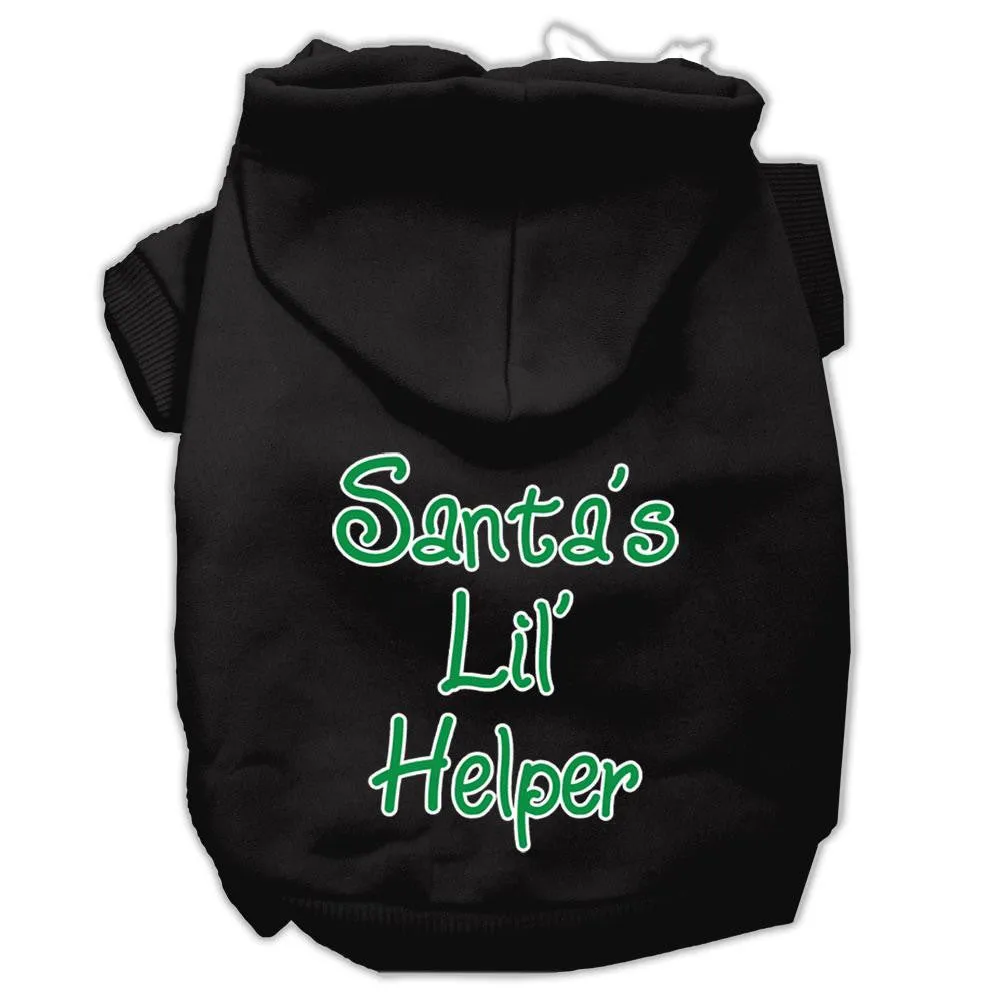 Santa's Lil' Helper Screen Print Pet Hoodies Black Size Lg (14)