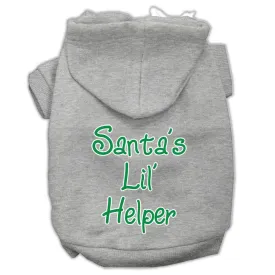 Santa's Lil' Helper Screen Print Pet Hoodies Grey Size Lg (14)