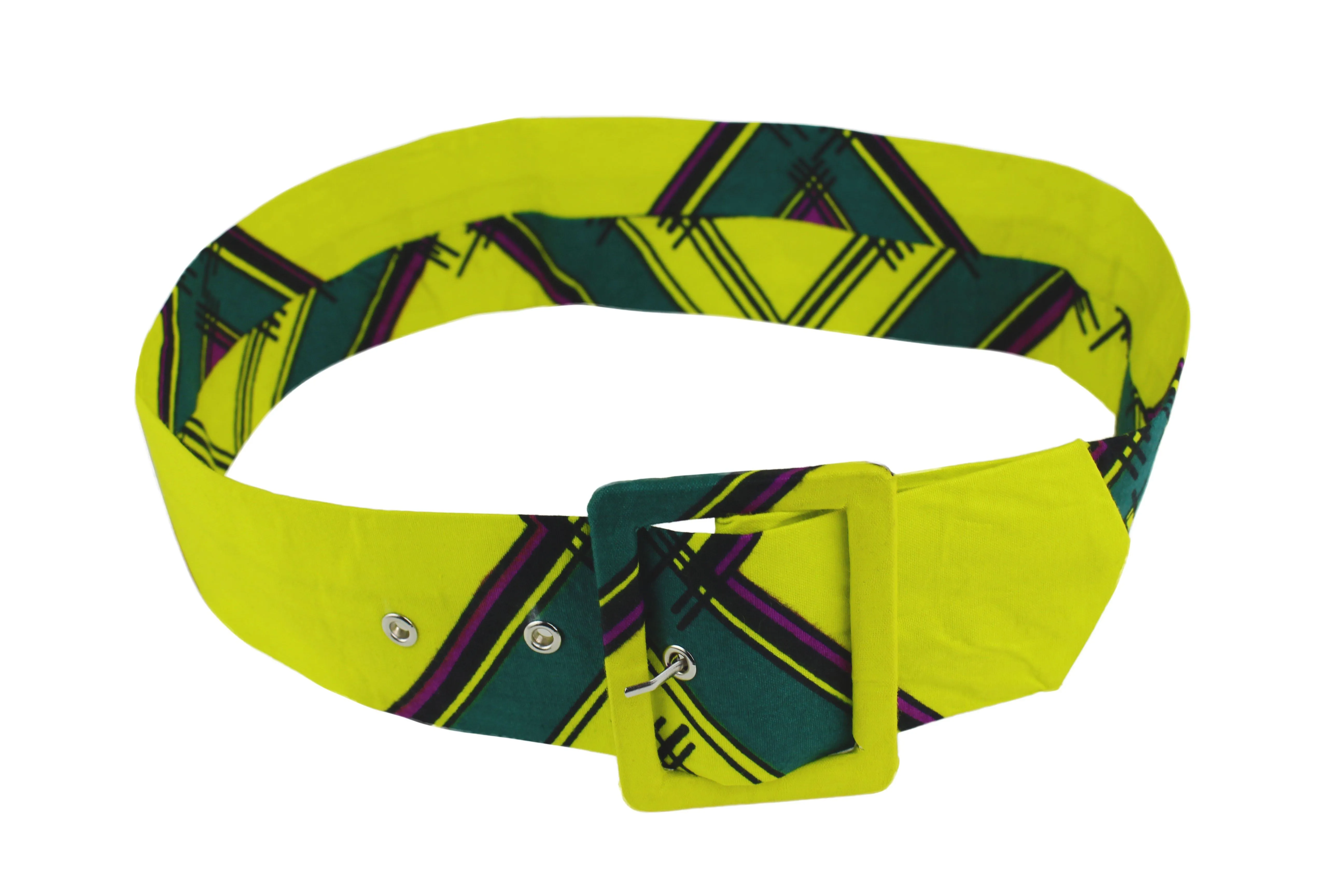 Simisola African Print Waist Belt with Buckle (Yellow)