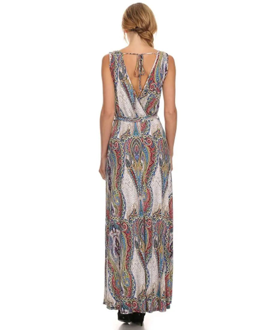 Sleeveless Paris Maxi Dress Sleeveless Paisley Ivory Pink