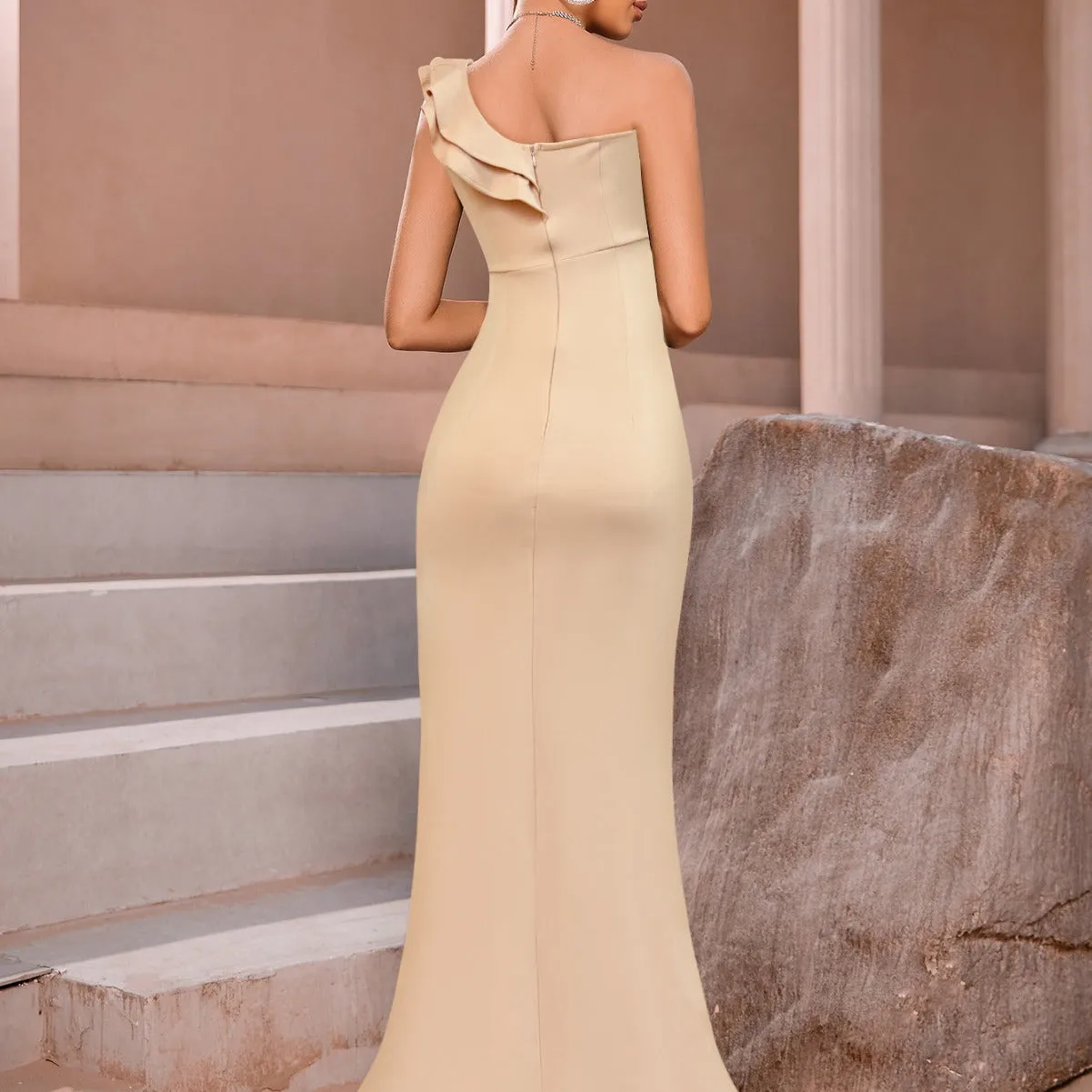 Slim Fit Sexy Ruffled Evening Dress