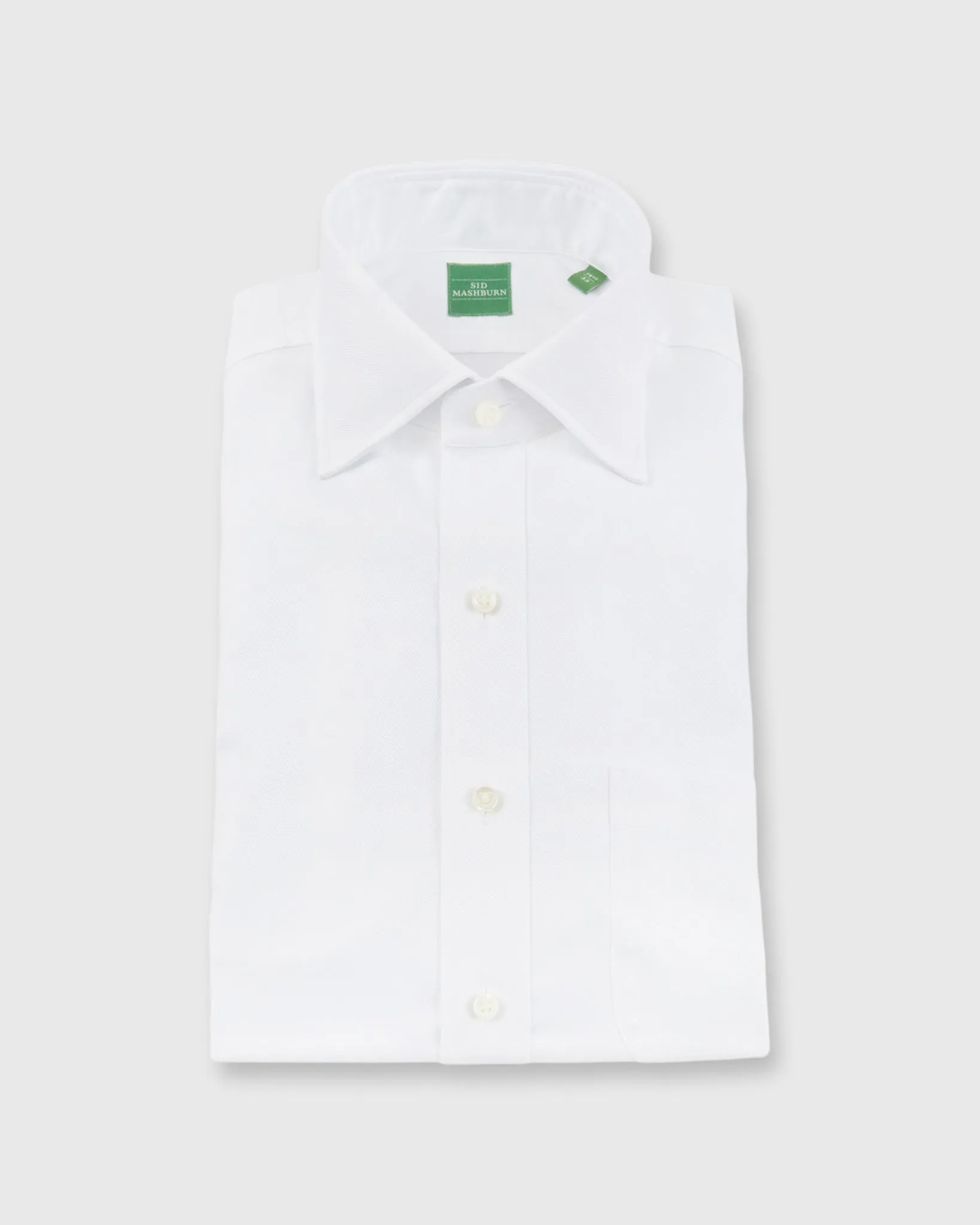 Spread Collar Dress Shirt in White Roxford