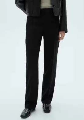 Straight-fit pleated trousers - Black