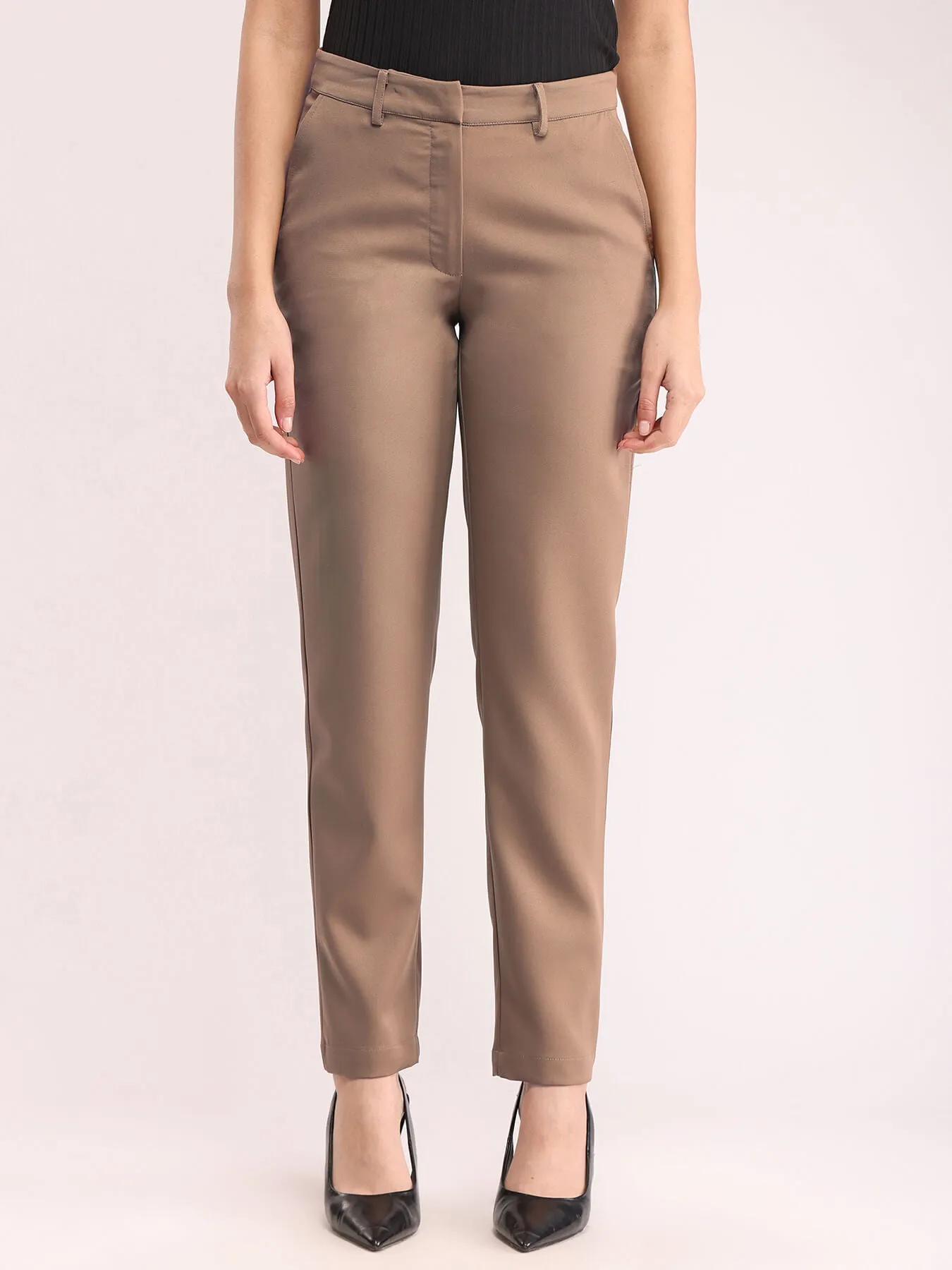 Straight Fit Trousers - Brown