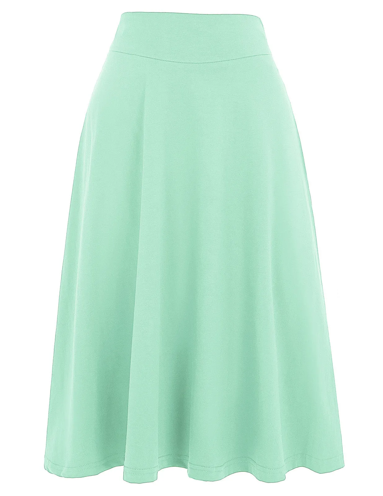 Stretchy Cotton High Waist A-line Flared Skirt Midi Skirt