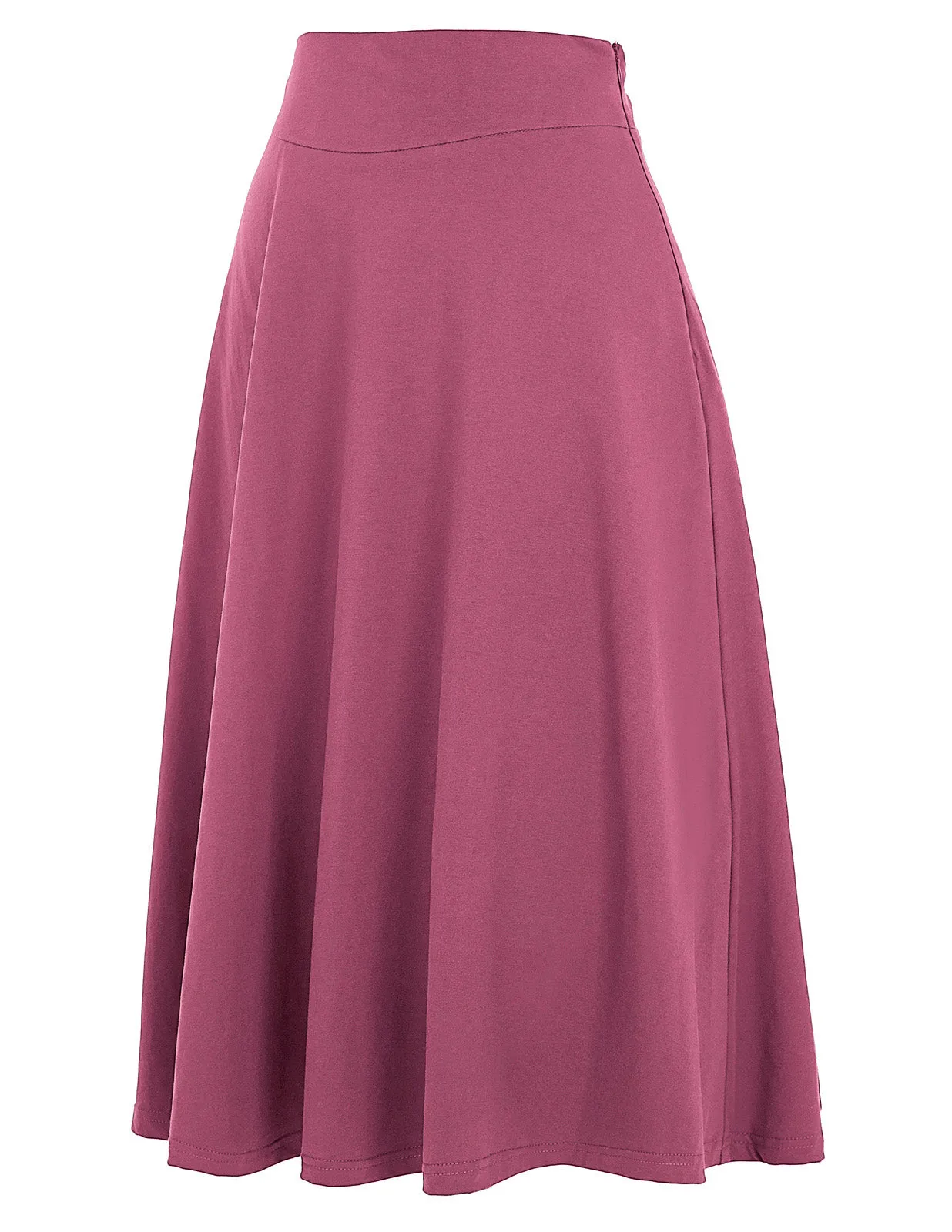 Stretchy Cotton High Waist A-line Flared Skirt Midi Skirt