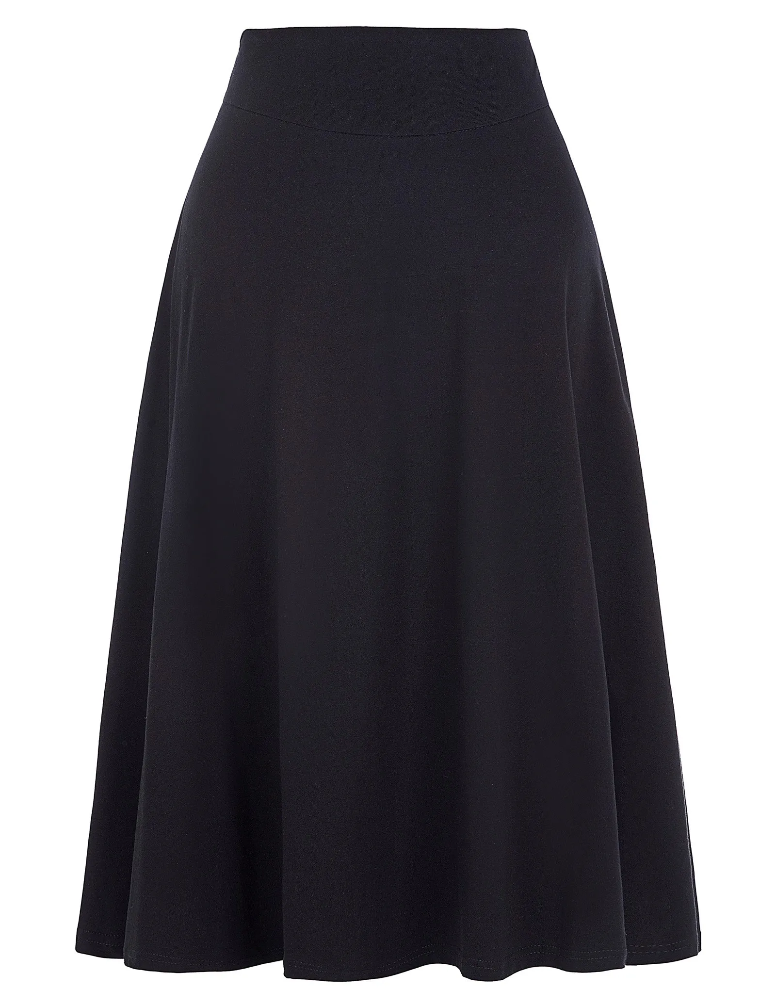 Stretchy Cotton High Waist A-line Flared Skirt Midi Skirt