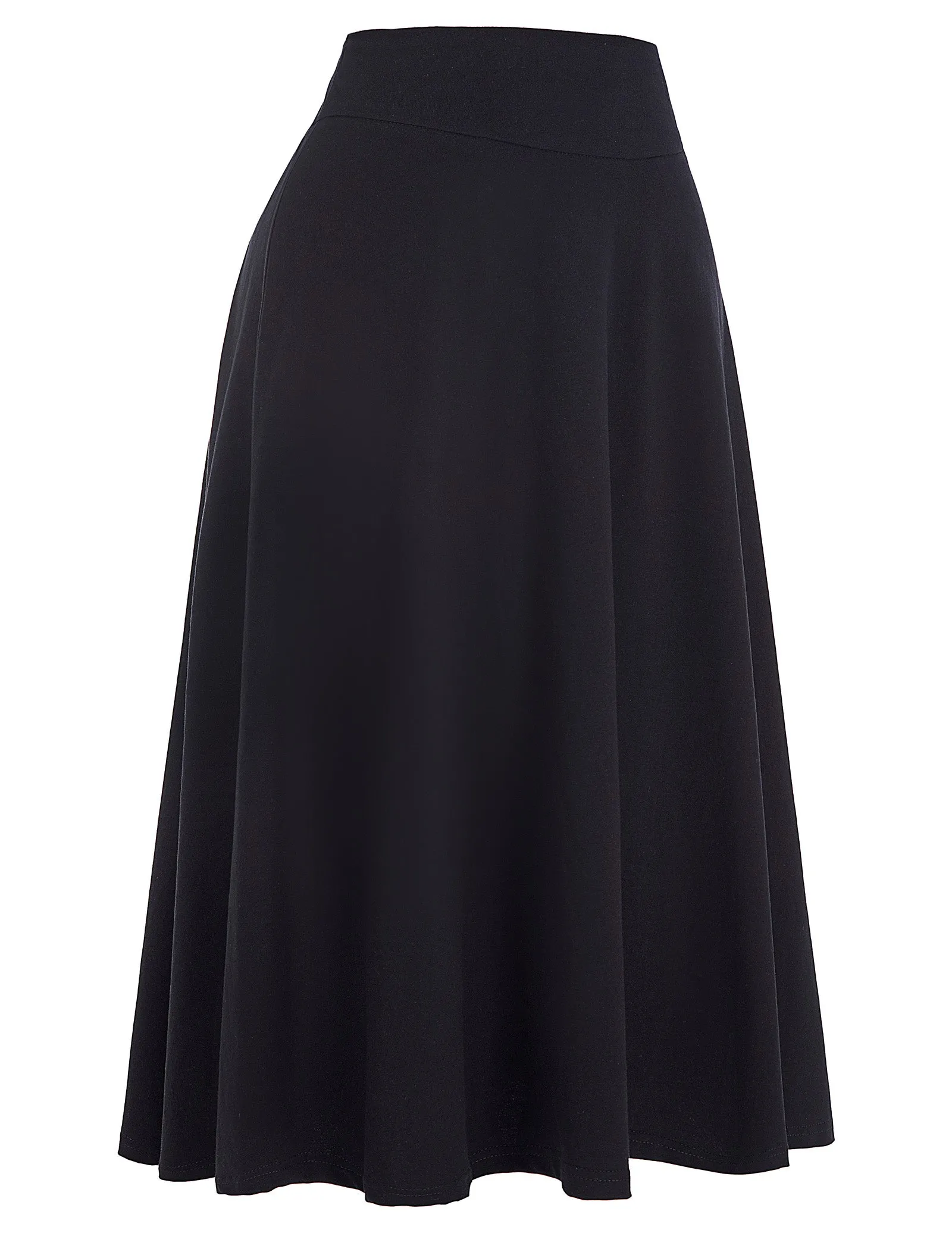 Stretchy Cotton High Waist A-line Flared Skirt Midi Skirt