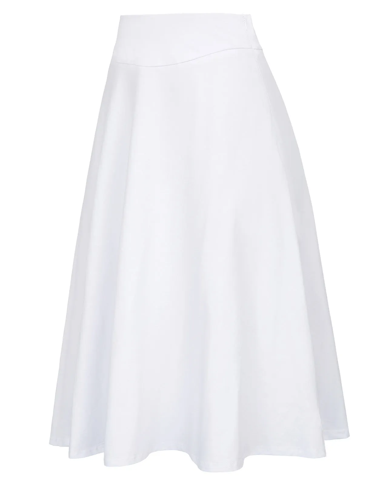 Stretchy Cotton High Waist A-line Flared Skirt Midi Skirt