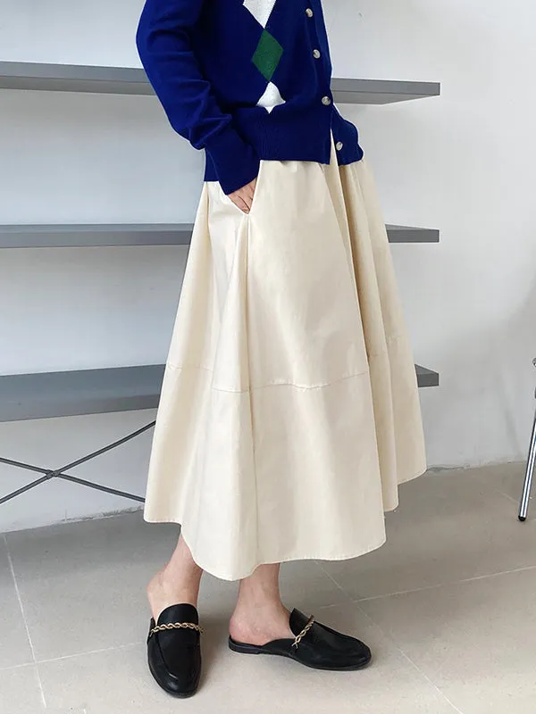 Stylish A-Line Elastics Solid Color Skirts