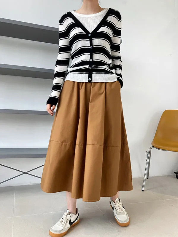 Stylish A-Line Elastics Solid Color Skirts