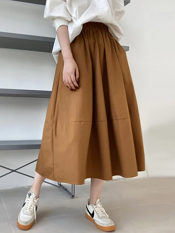 Stylish A-Line Elastics Solid Color Skirts