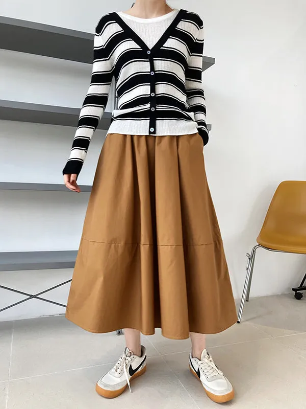 Stylish A-Line Elastics Solid Color Skirts