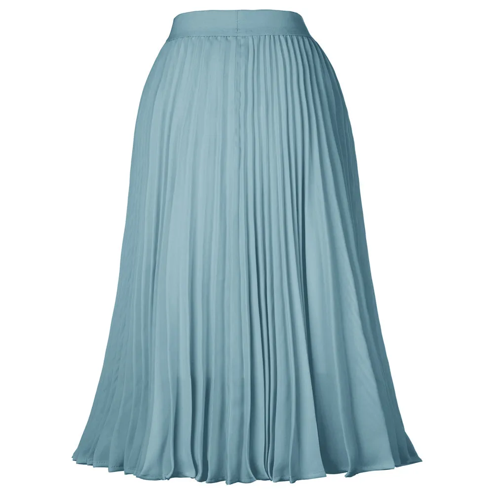 Stylish Fashion High Waist Pleated Swing A-Line Skirt